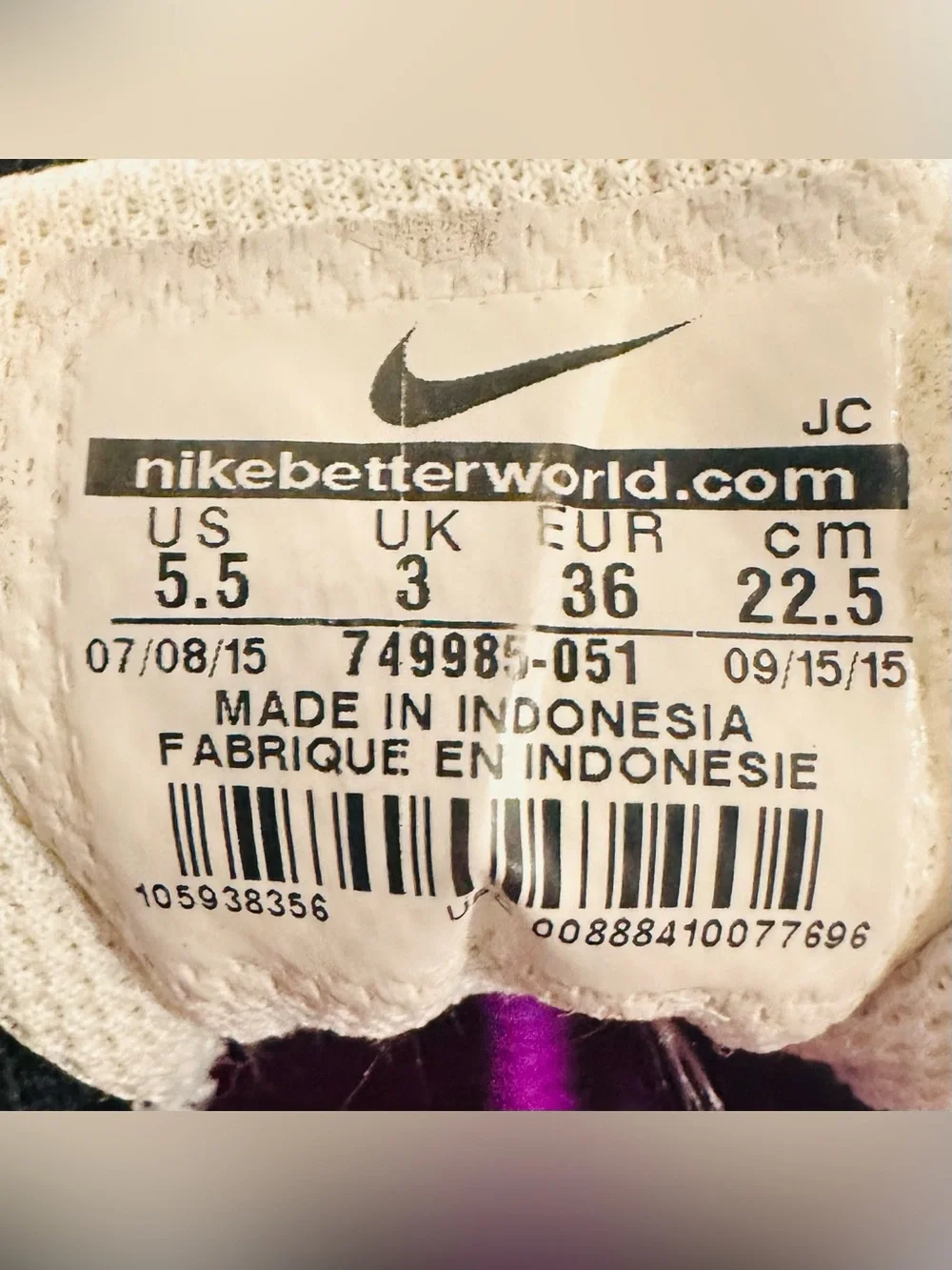 Nike Orive NM Suede Mesh Women’s Cross Trainer Sneakers Black Purple Size 5.5